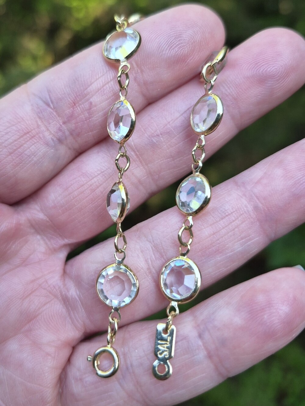 Swarovski Bracelet SAL Vintage 80s Austrian Crystal Bezel Set Yellow Gold Plated
